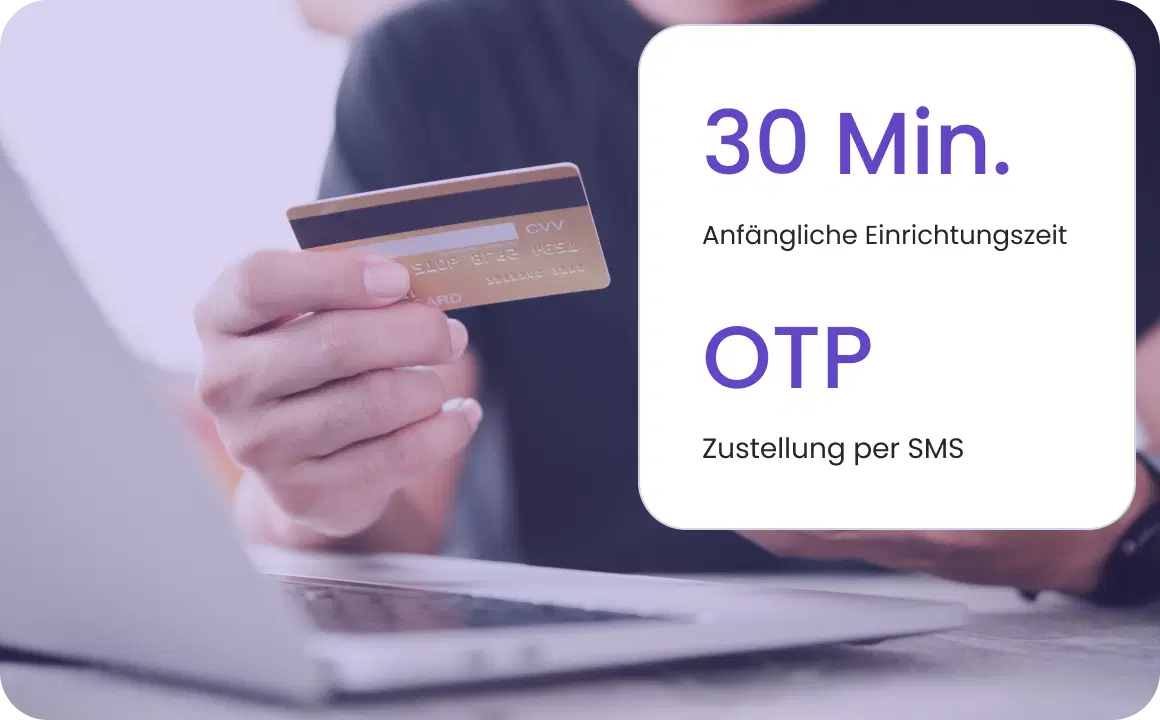 E-Commerce-Kunde führt eine sichere Transaktion mit OTP durch, unterstützt durch die TopMessage-API.