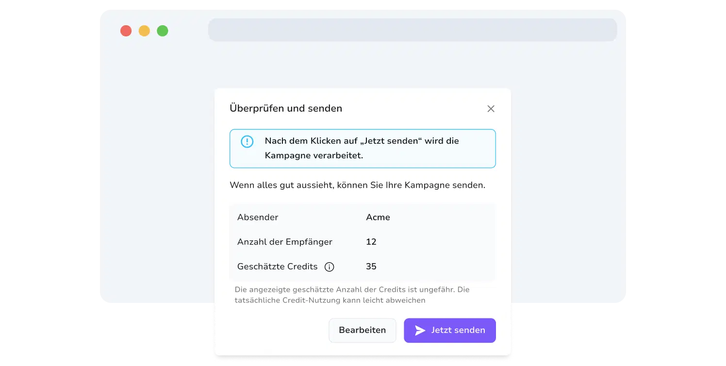 Kampagnenprüfung in TopMessage – Übersicht.