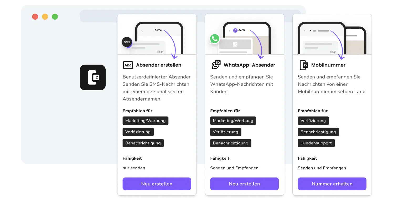 Screenshot der Absenderkonfiguration auf TopMessage.