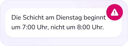 Mitteilung an Mitarbeitende über eine Schichtänderung
