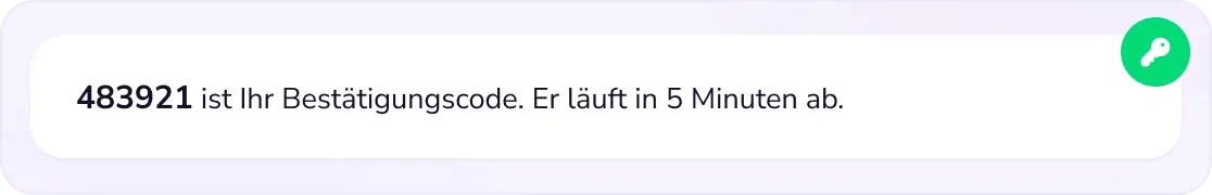 Nachricht mit einmaligem Bestätigungscode