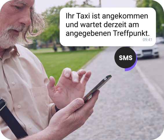 SMS-Vorlage zur Information über Taxi-Ankunft und Standort