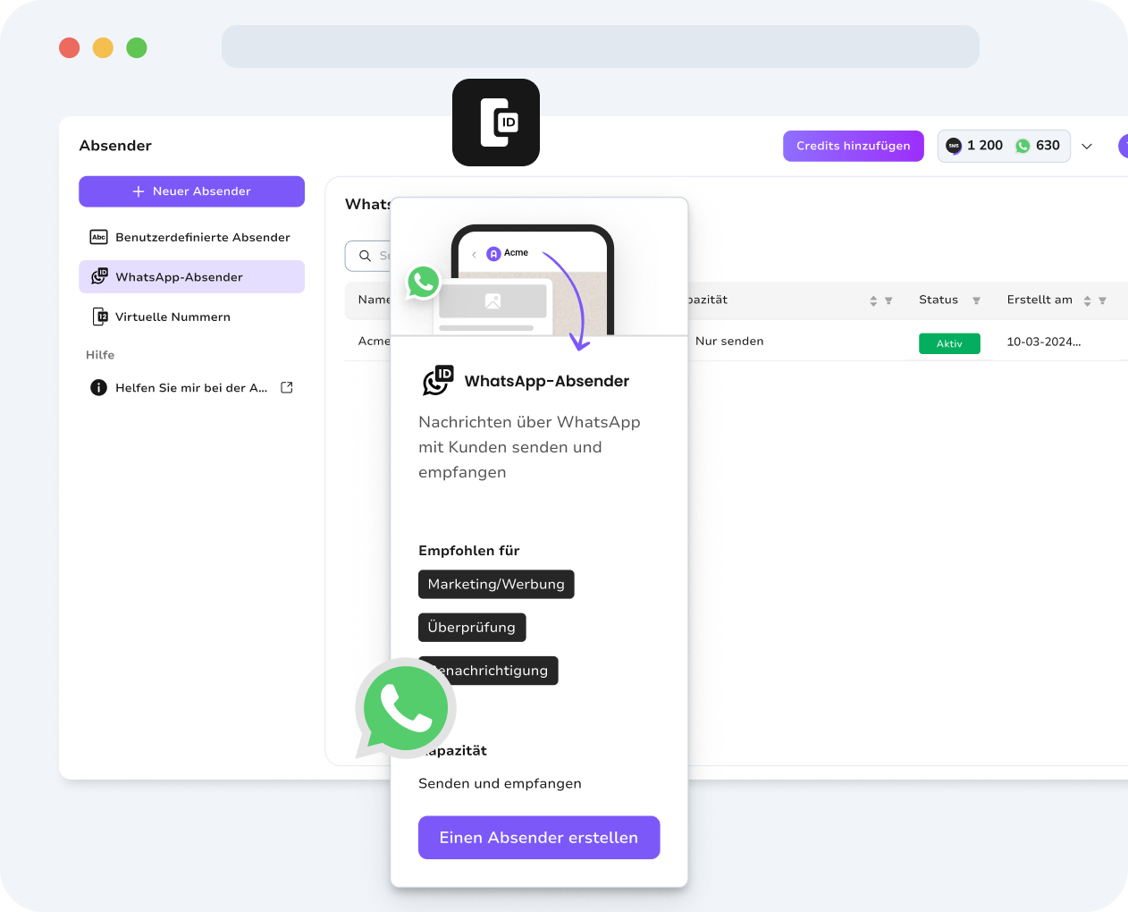 WhatsApp-Nachrichtenvorschau mit Kundenerinnerung
