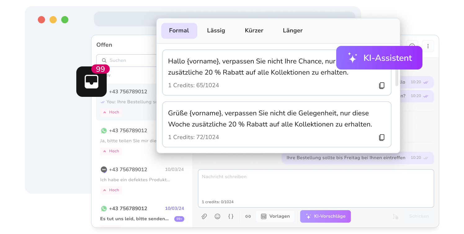 Darstellung des KI-Assistenten von TopMessage zur Automatisierung von Prozessen.