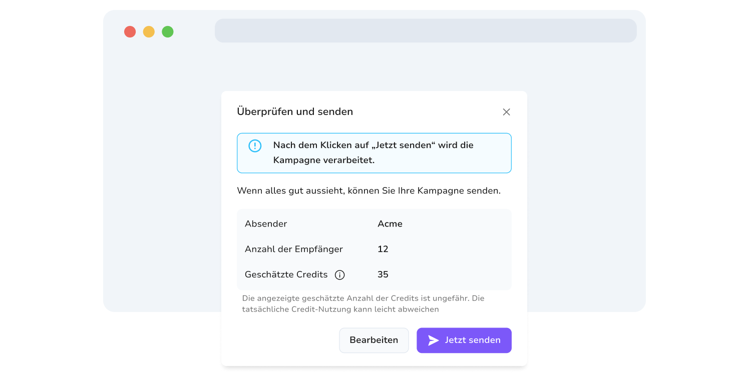 Erstellungsseite für WhatsApp-Kampagnen mit TopMessage.