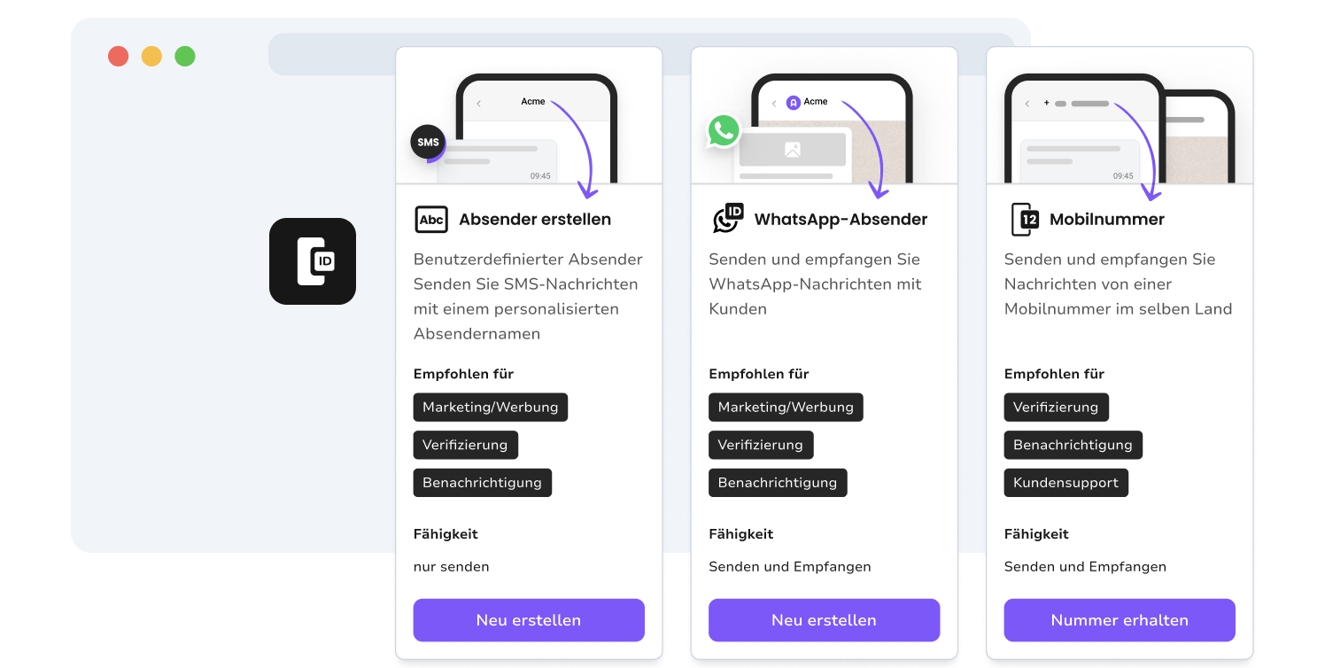 Screenshot der Absenderkonfiguration auf TopMessage.